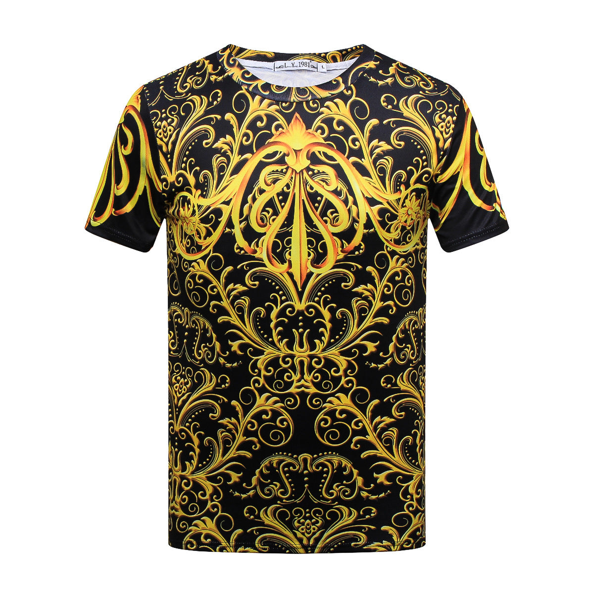Men's 3D Printed Gold Geometric Pattern T-Shirt