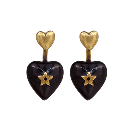 Vintage Heart Earrings with Bee Design in Red Baroque