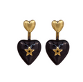 Vintage Heart Earrings with Bee Design in Red Baroque